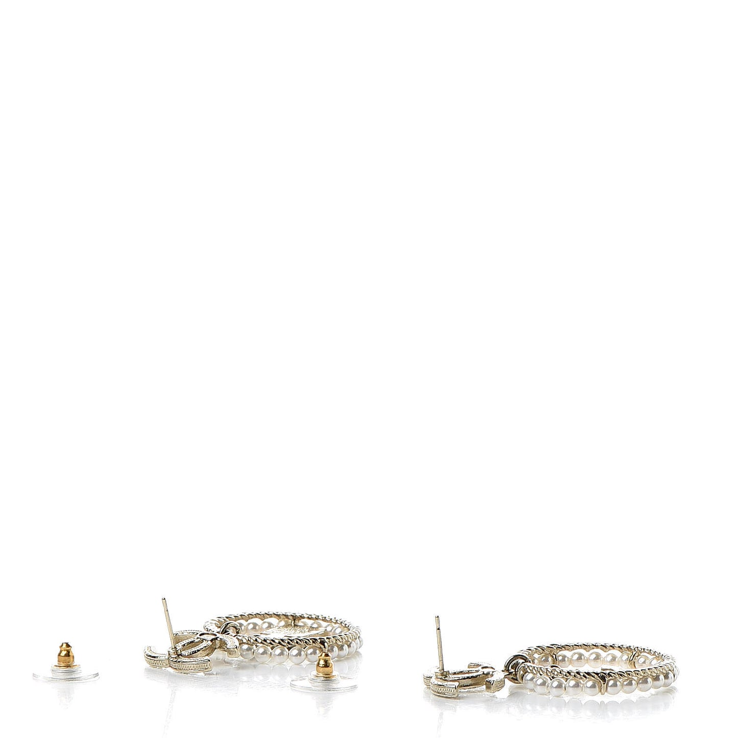 Crystal Pearl Charms CC Drop Earrings Gold