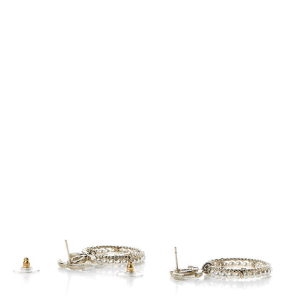 Chanel Crystal Pearl Charms CC Drop Earrings Gold 3 of 5