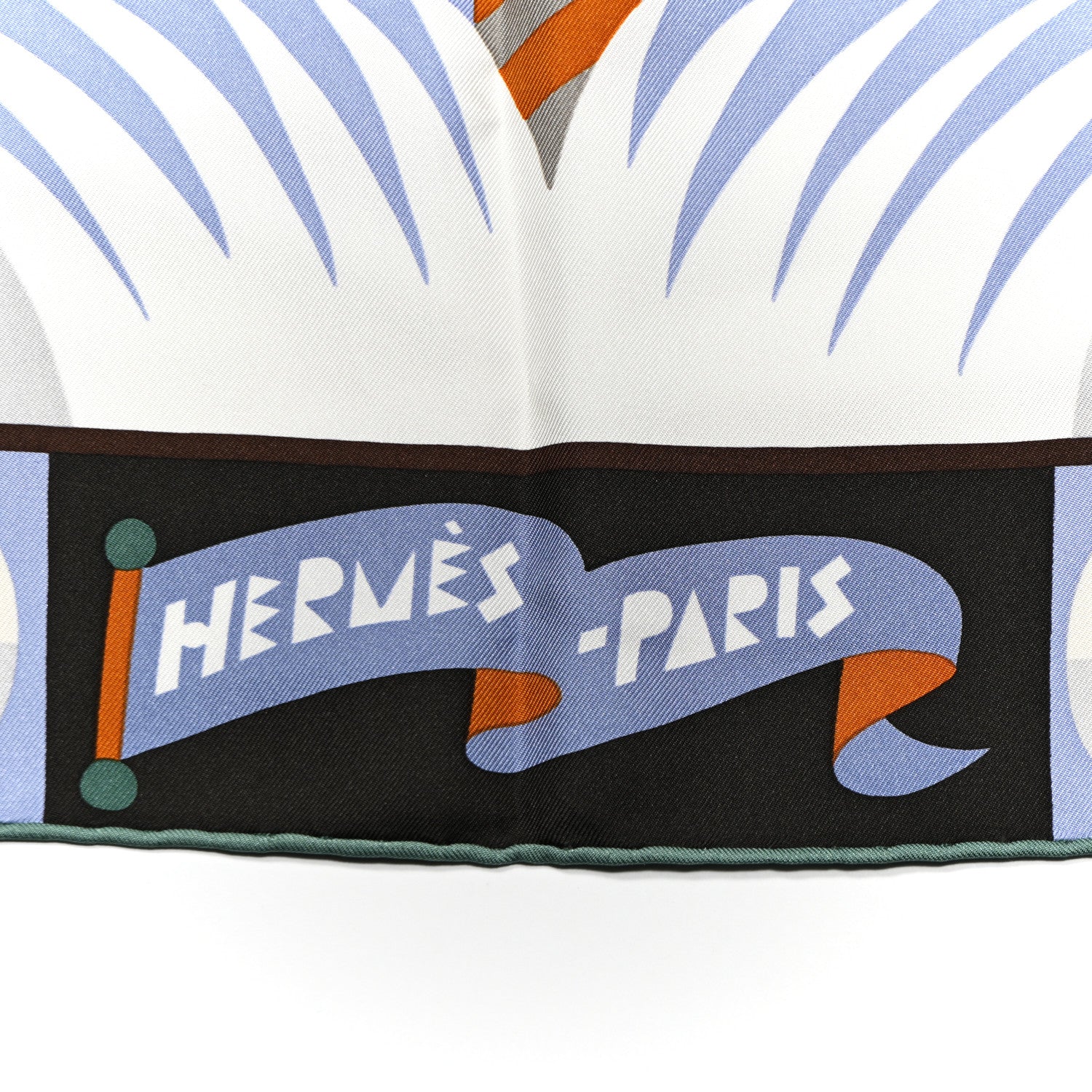 Hermes Silk Gavroche Parade En Fanfare Scarf 90 Glycine Vert Cypres Caramel 2 of 5