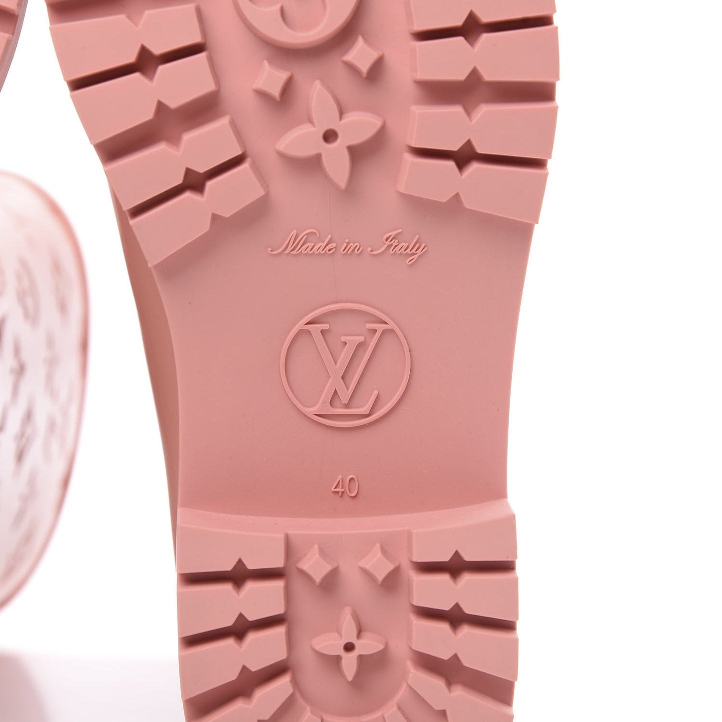 Rubber Embossed Monogram Drops Flat Half Boots 40 Pale Pink