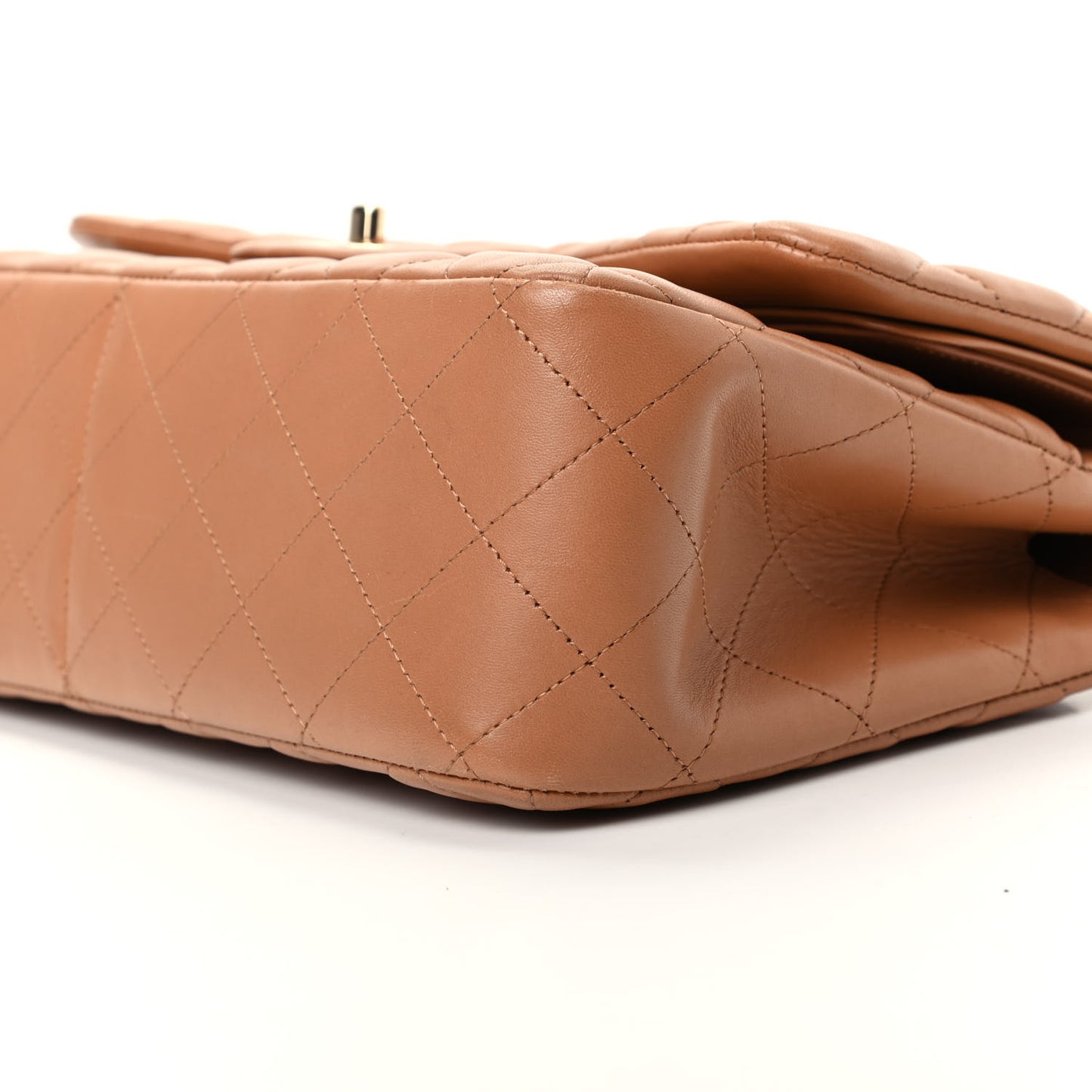 Lambskin Quilted Jumbo Double Flap Brown