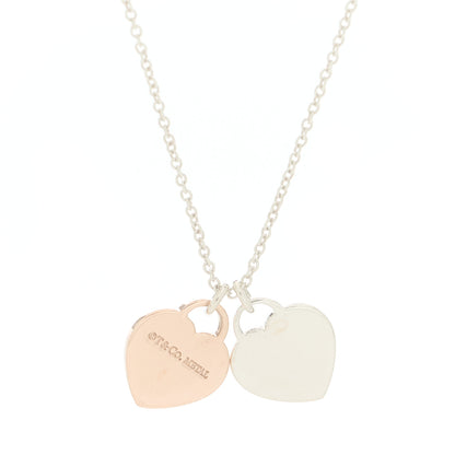 Tiffany Sterling Silver Rubedo Mini Return To Tiffany Double Heart Tag Pendant Necklace 6 of 6