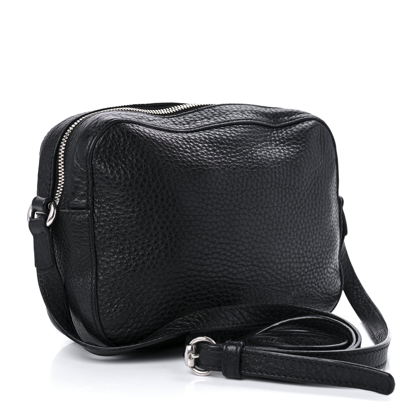 Pebbled Calfskin Studded Small Soho Disco Bag Black