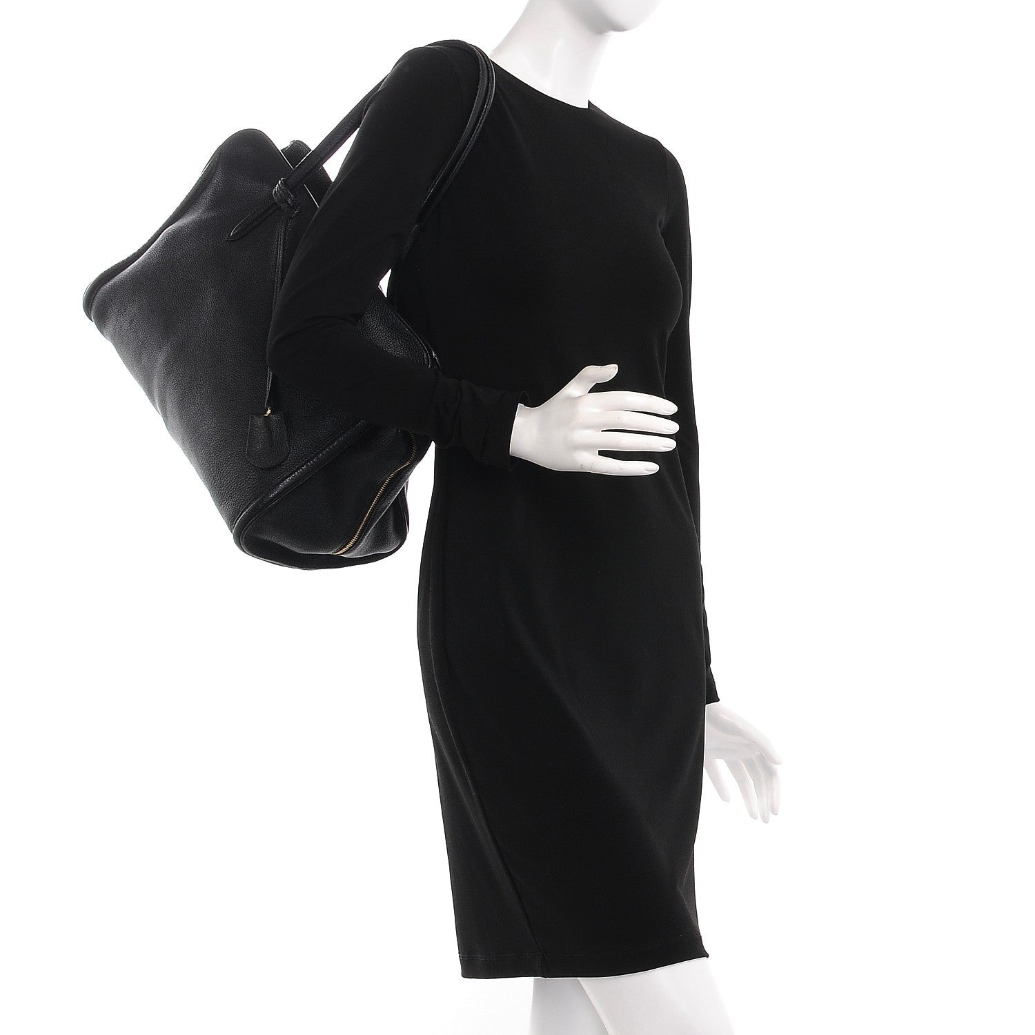 Alexander McQueen Pebbled Calfskin Large Skull Padlock Zip Around Tote Black 2 of 11