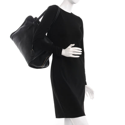 Alexander McQueen Pebbled Calfskin Large Skull Padlock Zip Around Tote Black 2 of 11
