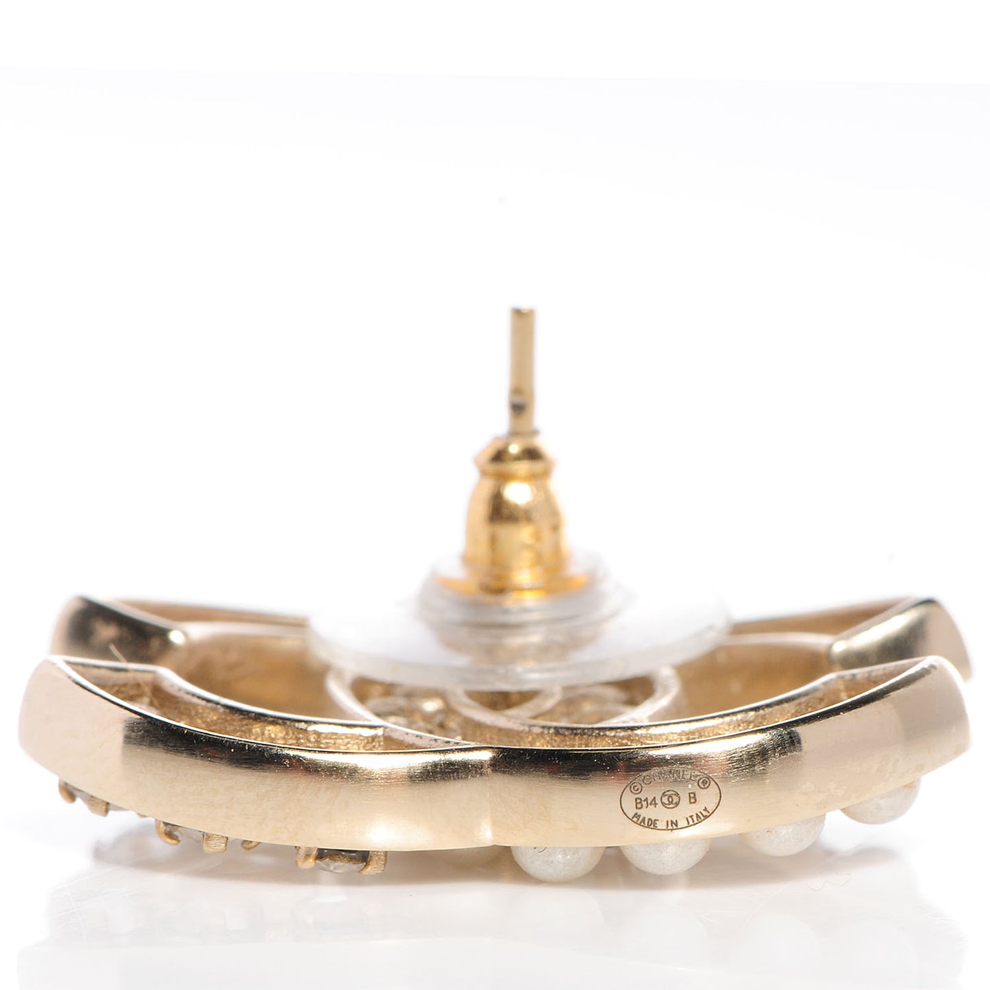Pearl Crystal CC Earrings Gold
