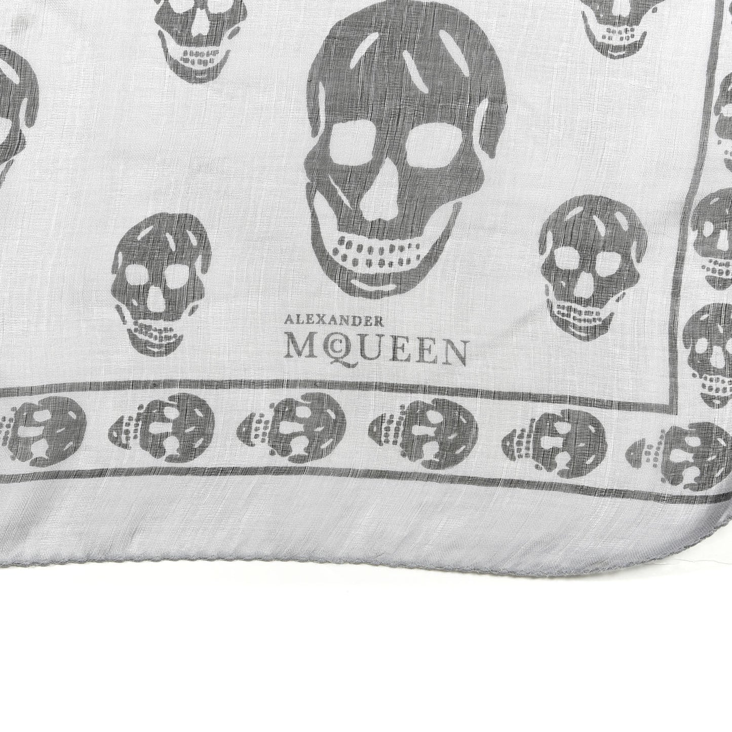Silk Skull Scarf Ivory Black