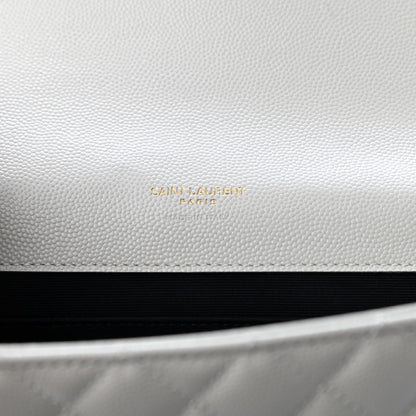 Saint Laurent Grain De Poudre Textured Mixed Matelasse Triquilt Monogram Clutch Blanc Vintage 6 of 6