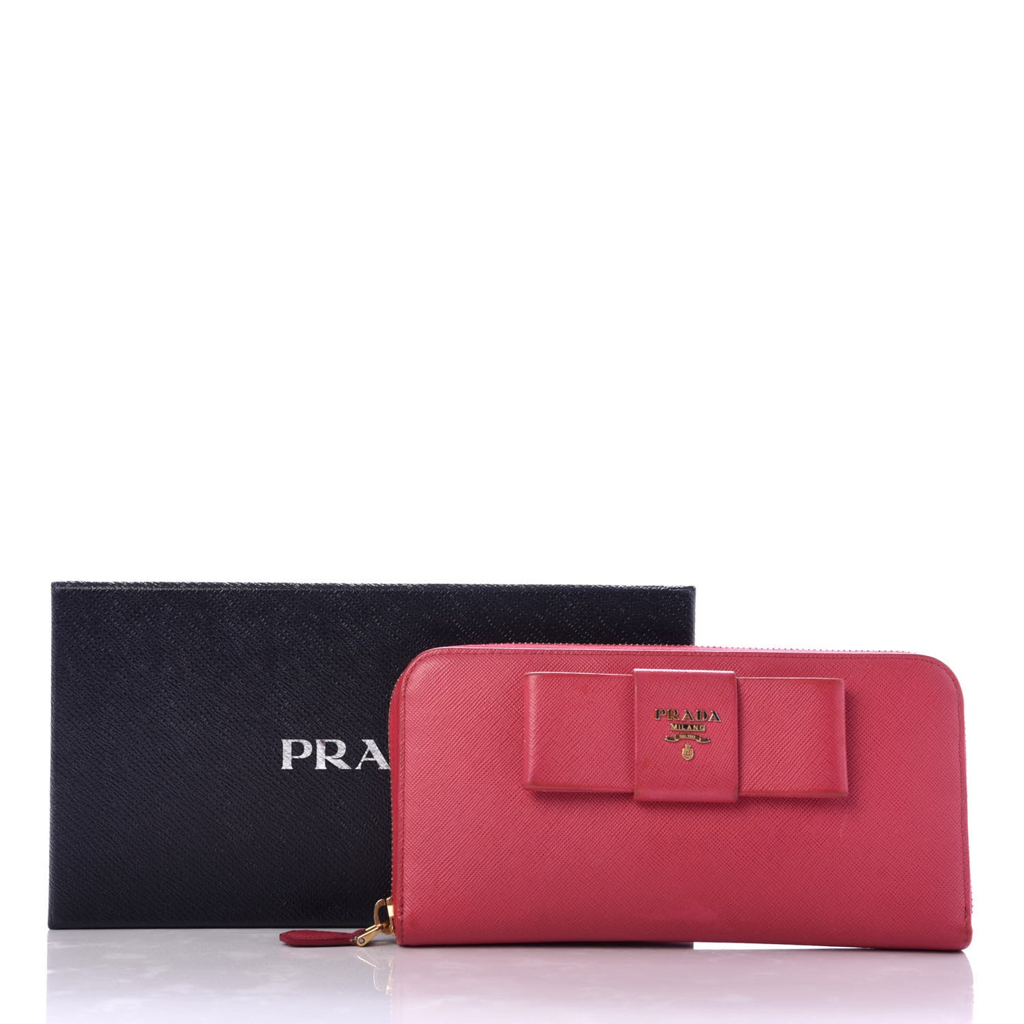 Saffiano Fiocco Bow Zip Around Wallet Peonia
