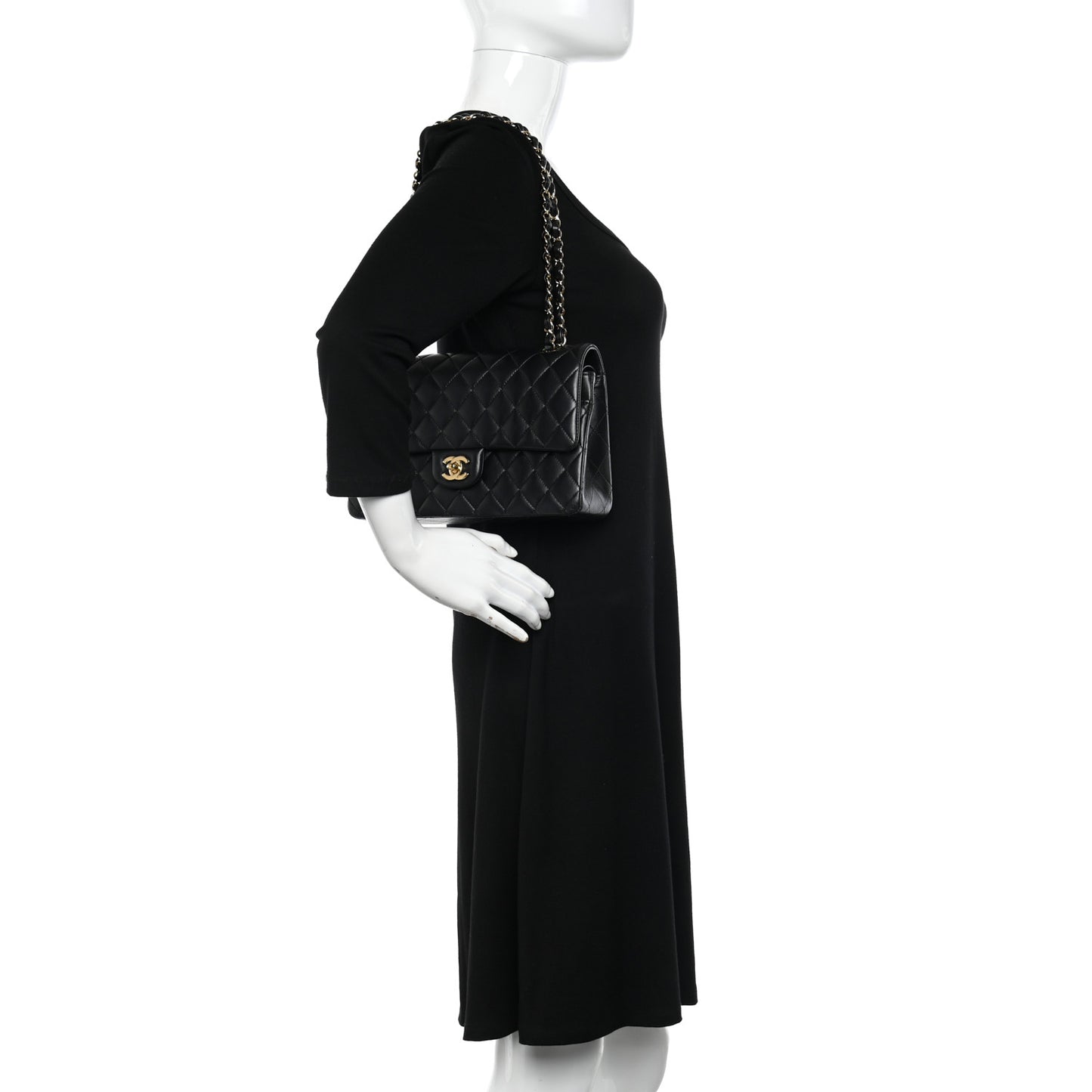 Lambskin Quilted Medium Double Flap Black