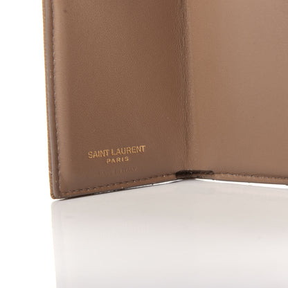 Saint Laurent Grain De Poudre Matelasse Chevron Monogram Tiny Wallet Dark Beige 7 of 9