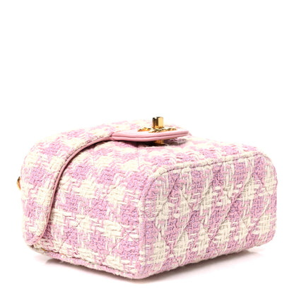 Chanel Tweed Handle Crush Top Handle Flap Bag Pink Ecru 4 of 10