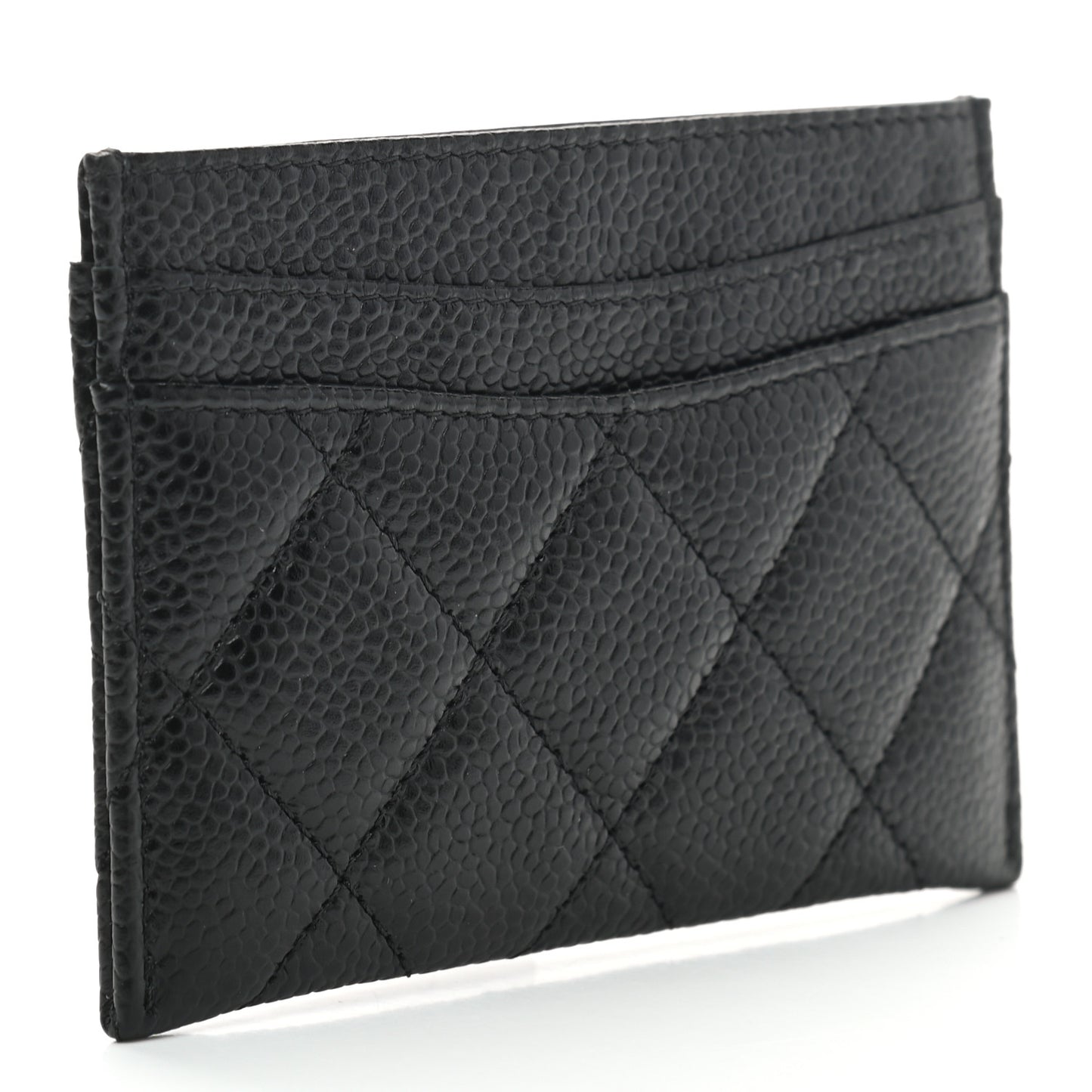 Caviar Quilted Card Holder Black