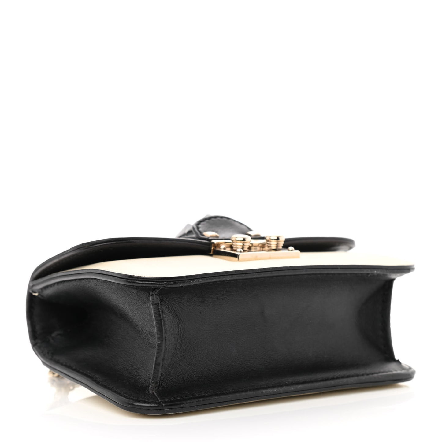 Vitello Mini Glam Lock Rockstud Flap Black Light Ivory
