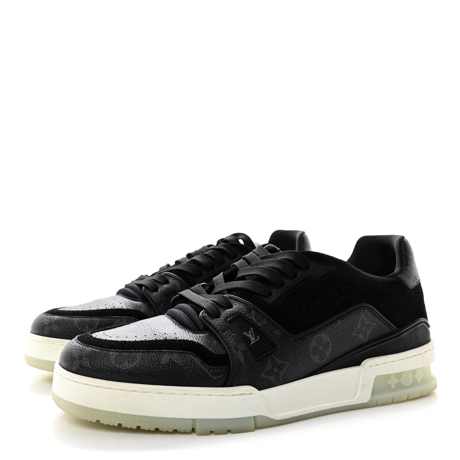 Louis Vuitton Calfskin Monogram Eclipse Mens LV Trainer Sneakers 8.5 Black 3 of 9