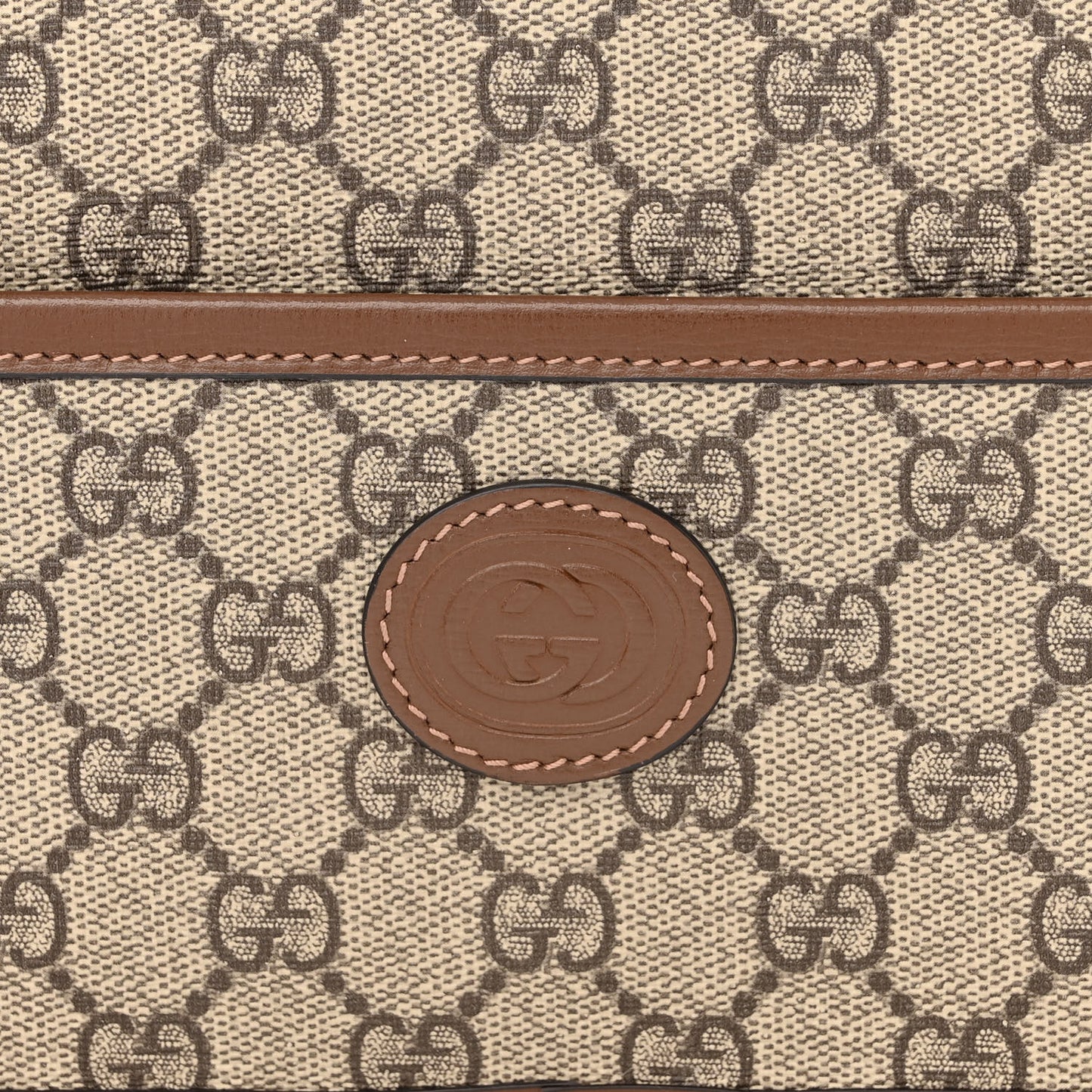 GG Supreme Monogram Azalea Calfskin Mini Retro Interlocking G Shoulder Bag Beige Ebony Brown Sugar
