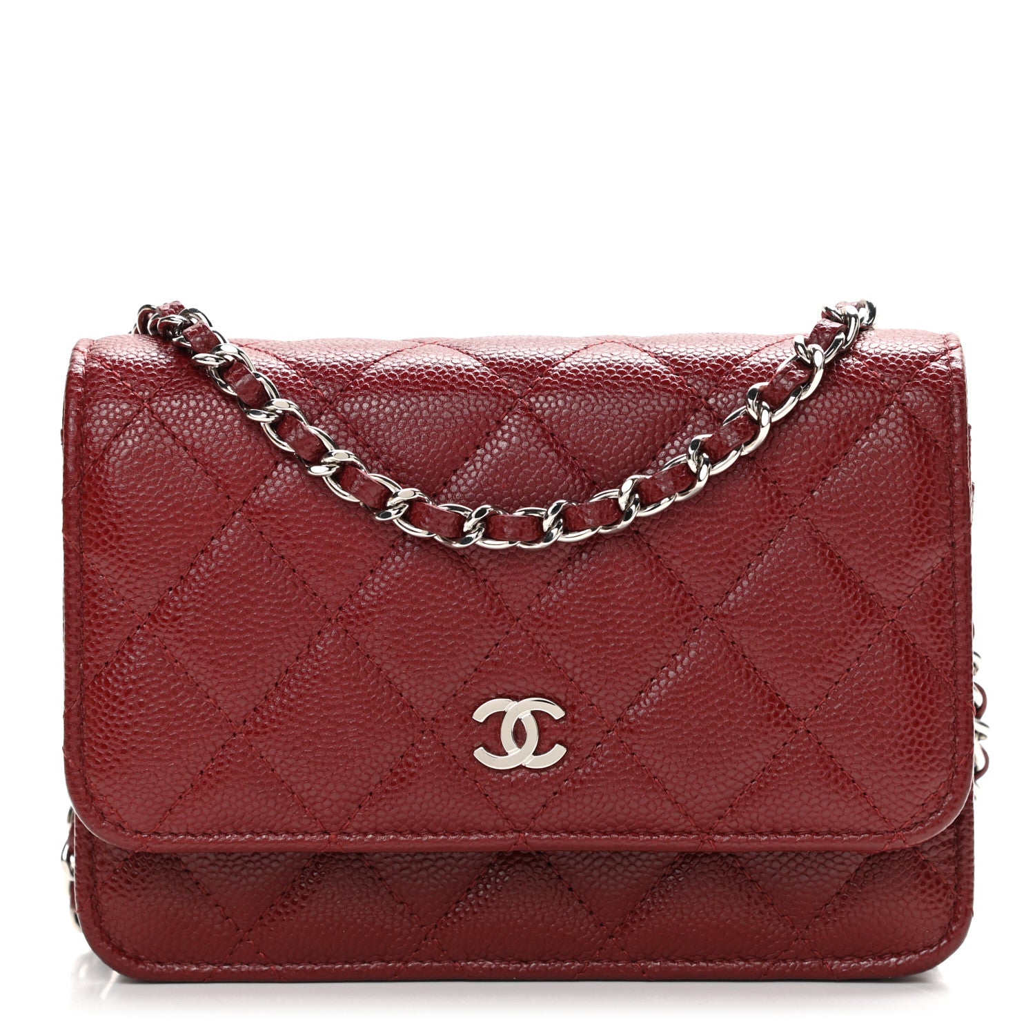 Chanel Caviar Quilted Mini Wallet On Chain WOC Red 1 of 12