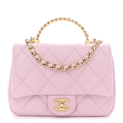 Chanel Lambskin Resin Quilted Top Handle Flap Light Pink 1 of 10