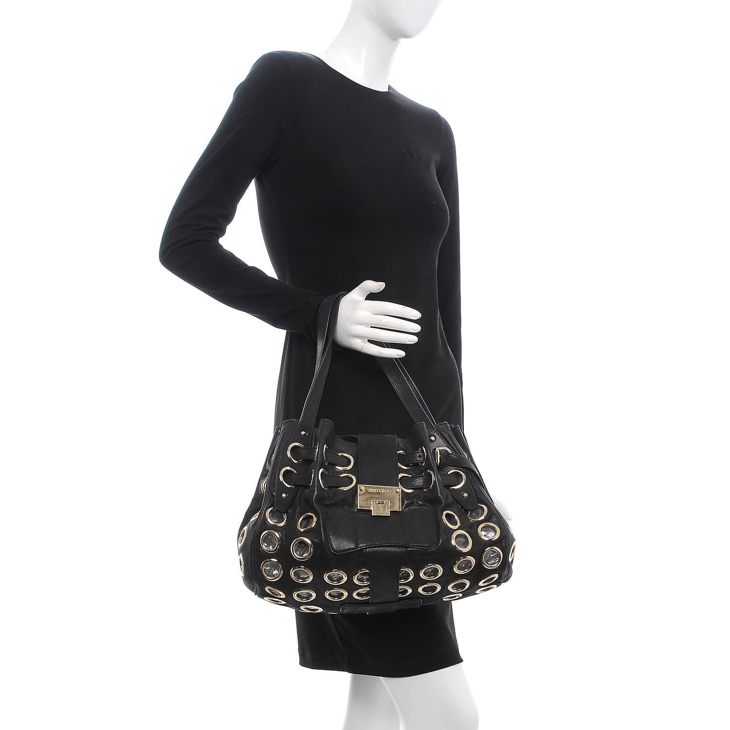 Metallic Suede Grommet Ramona Black