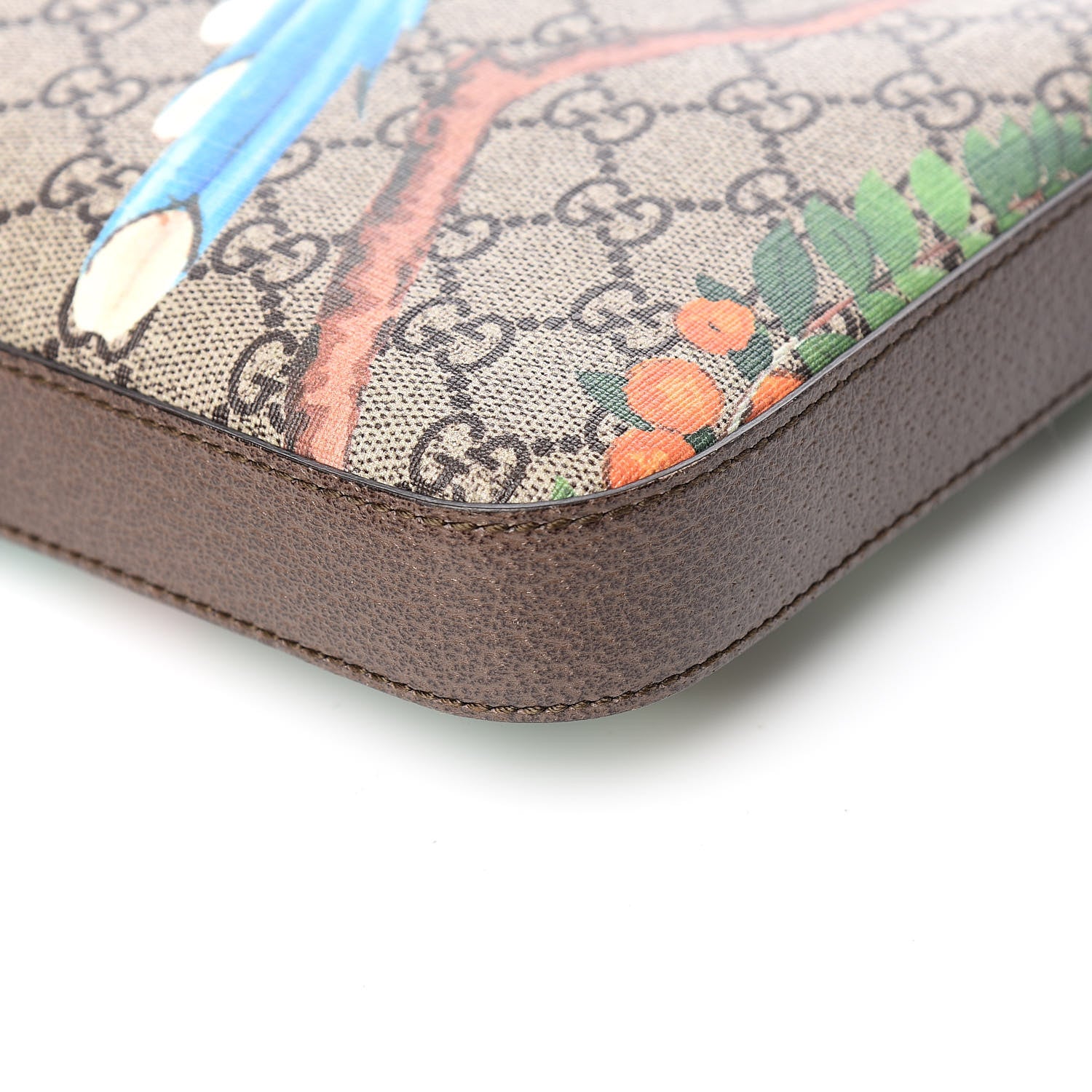 Gucci GG Supreme Monogram Tian Web Medium Flat Messenger Beige Multicolor New Acero 9 of 10