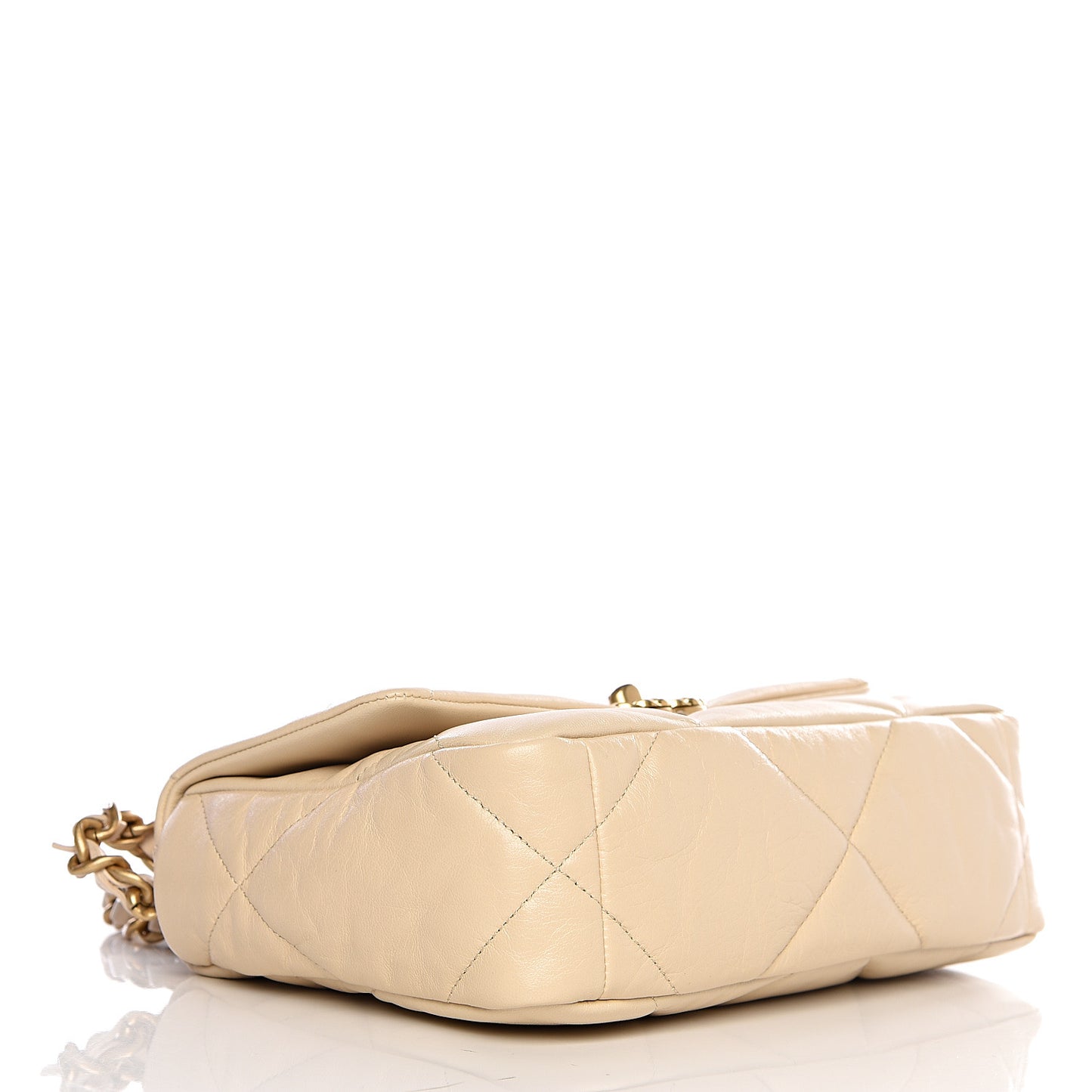 Goatskin Quilted Medium 19 Flap Light Beige