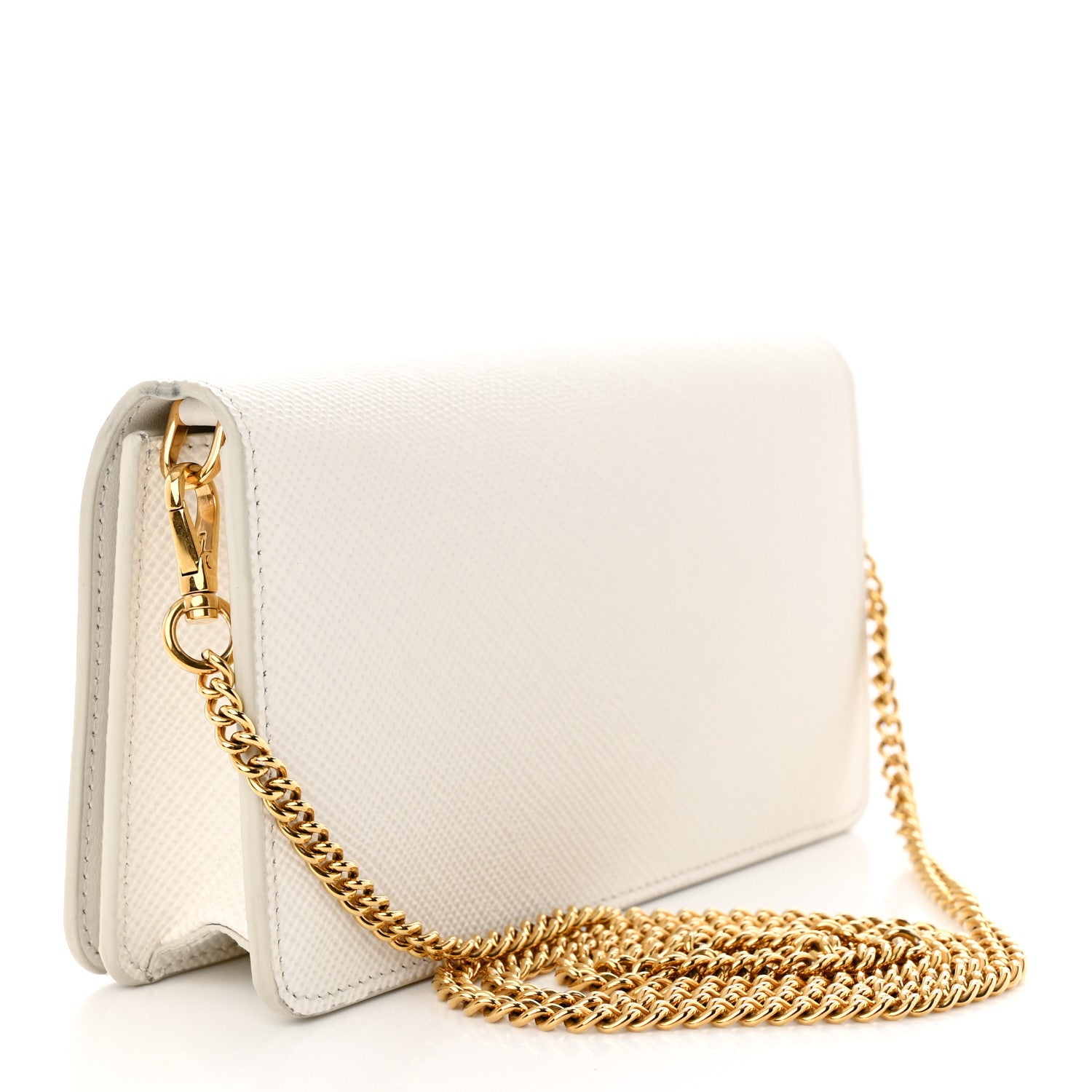 Prada Saffiano Cuir Chain Wallet White 3 of 12
