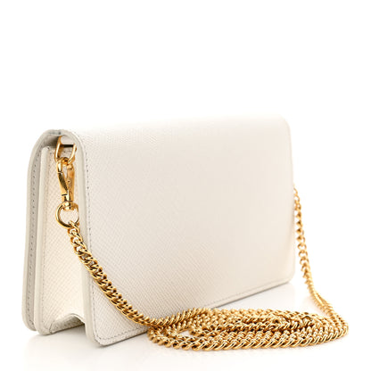 Prada Saffiano Cuir Chain Wallet White 3 of 12