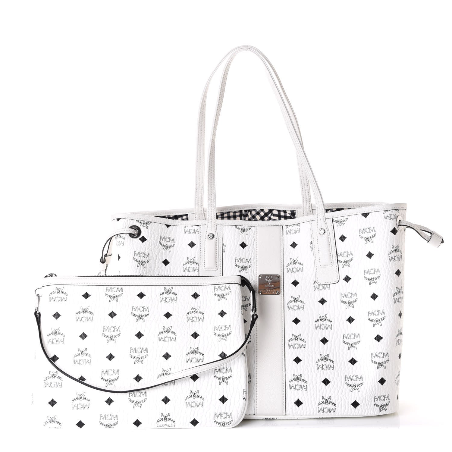 MCM Visetos Medium Liz Reversible Shopper Tote White 1 of 13