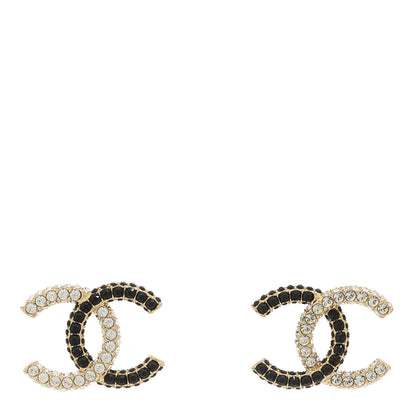 Chanel Crystal CC Earrings Gold Black 1 of 5