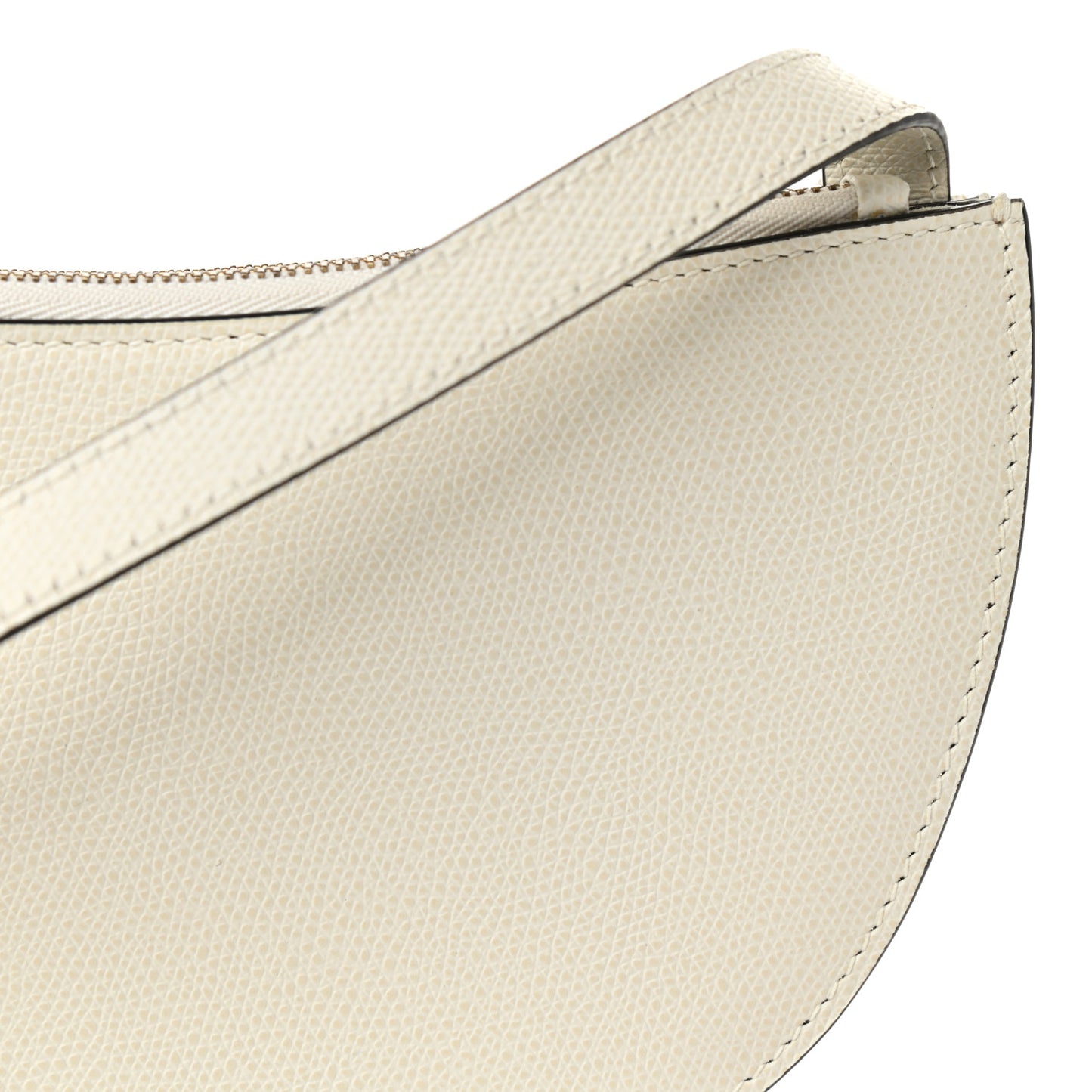 Grained Calfskin Saddle Pouch With Strap White