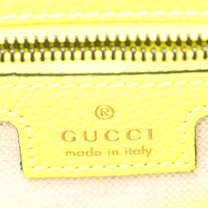 Gucci GG Supreme Monogram Textured Dollar Calfskin Web Ophidia Wristlet Shoulder Bag Beige Ebony Fluo Yellow 6 of 10
