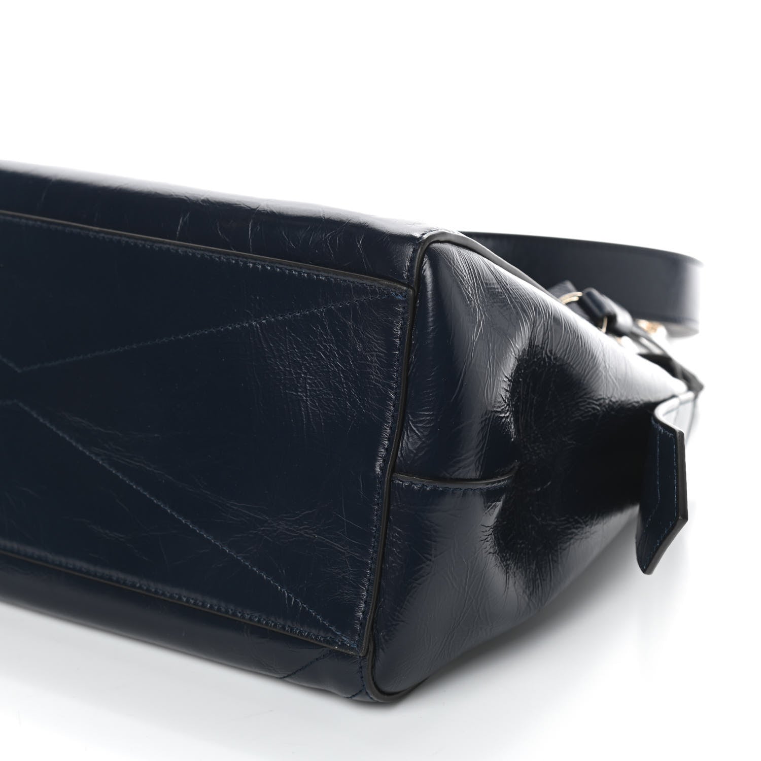 Givenchy Creased Patent Calfskin Medium ID Flap Navy Blue 9 of 9