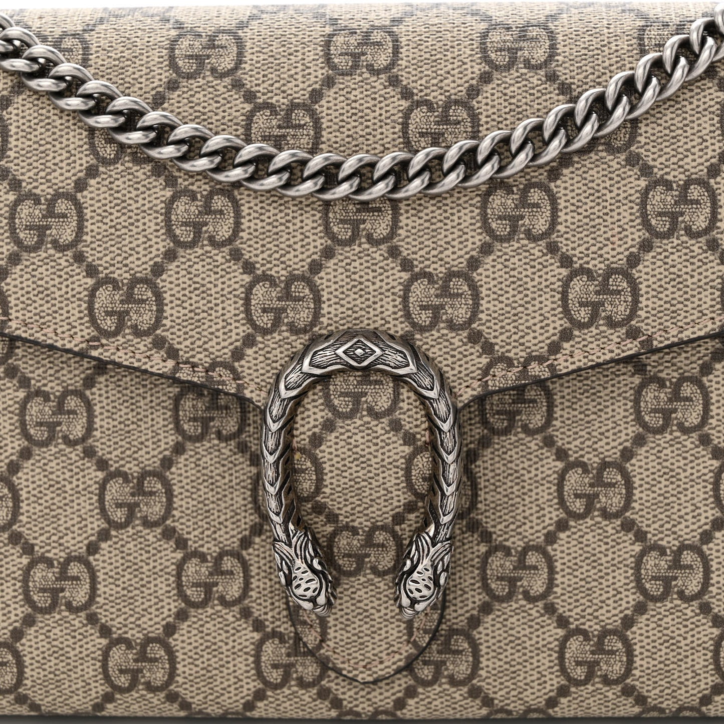 GG Supreme Monogram Mini Dionysus Chain Wallet Beige Taupe