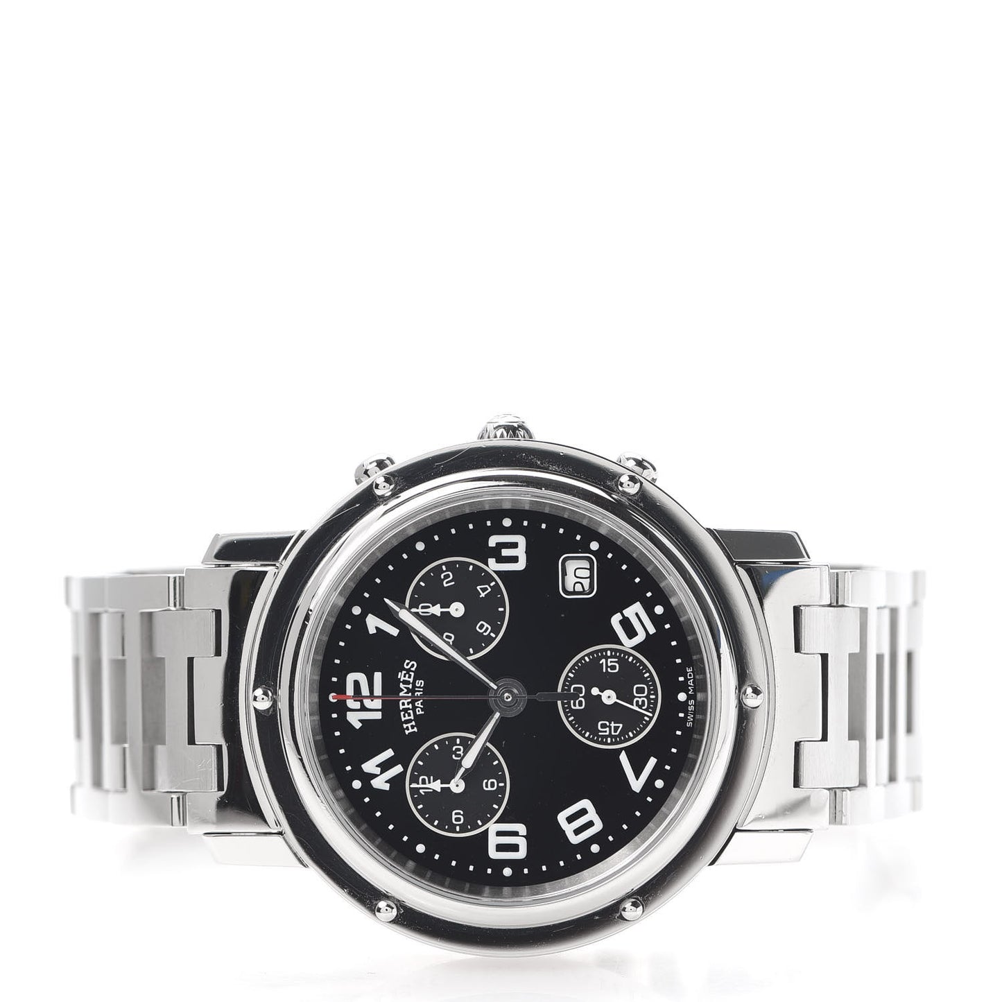 Stainless Steel 38mm Clipper Chronograph Quartz Watch Black