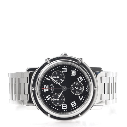 Hermes Stainless Steel 38mm Clipper Chronograph Quartz Watch Black 3 of 6