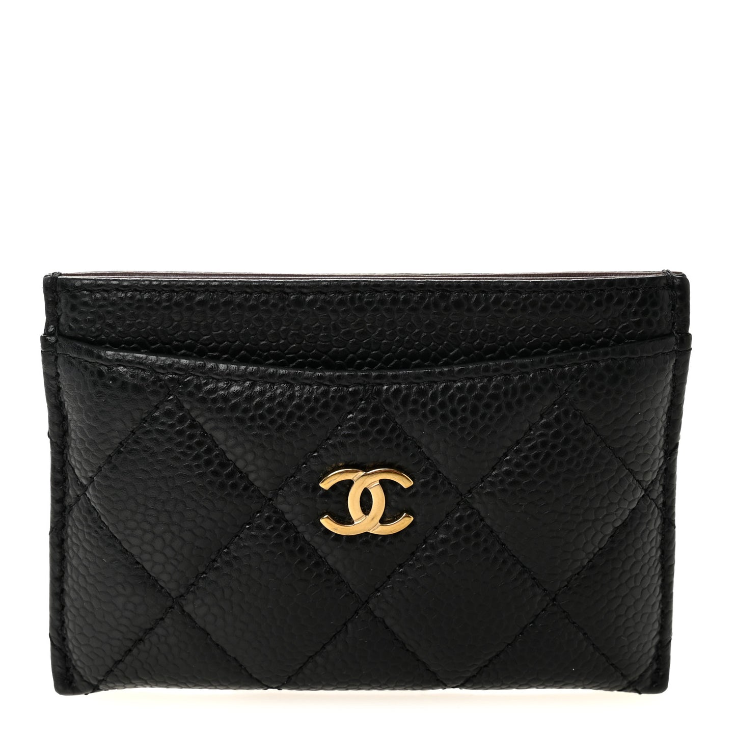 Caviar Quilted Card Holder Black