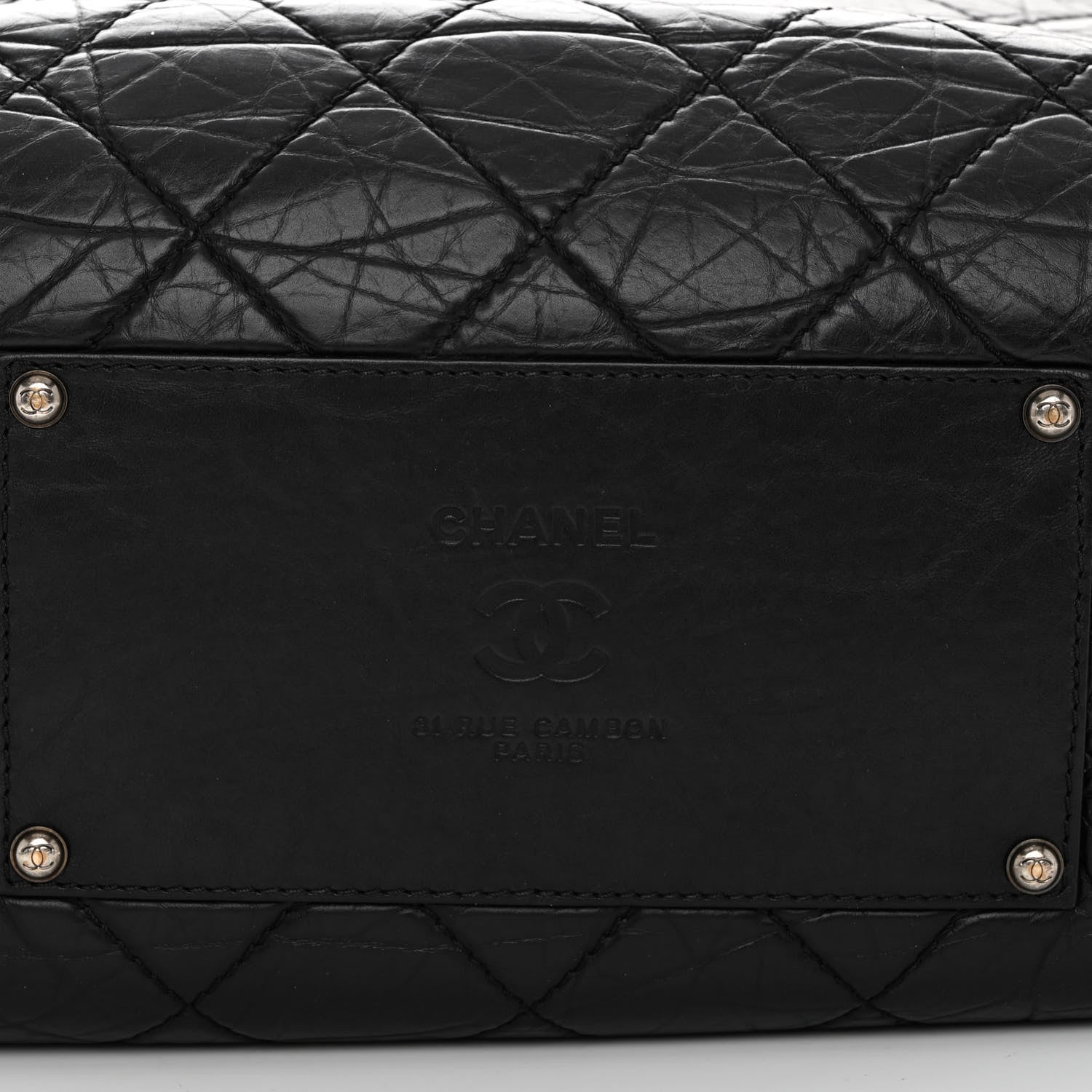 Chanel Aged Calfskin Quilted Large Secret Tag Bowling Bag Black 11 of 12