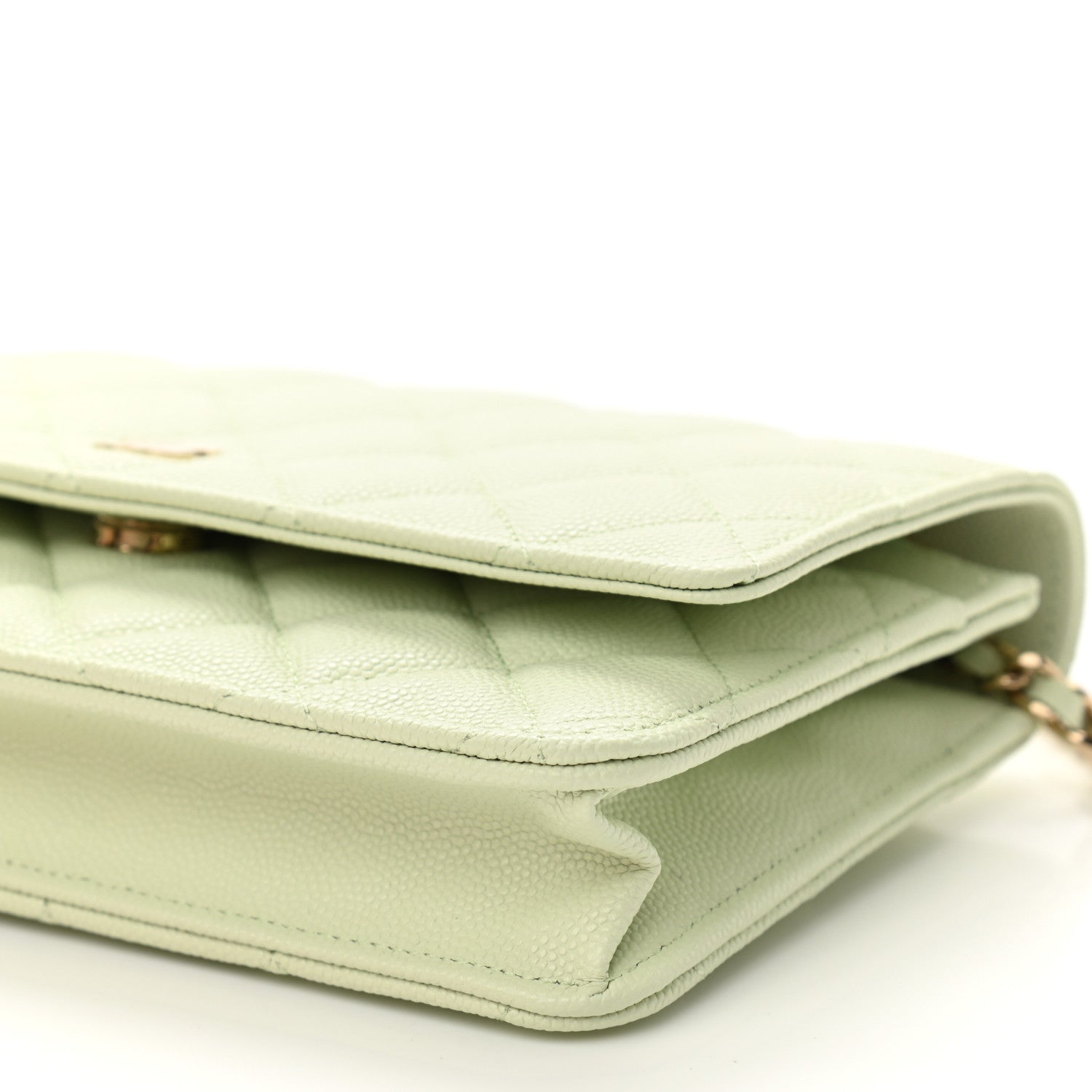 Chanel Caviar Quilted Wallet On Chain WOC Light Green 11 of 12