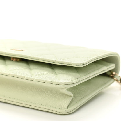 Chanel Caviar Quilted Wallet On Chain WOC Light Green 11 of 12