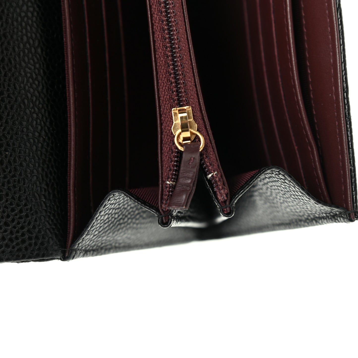 Caviar Quilted Large Gusset Flap Wallet Black