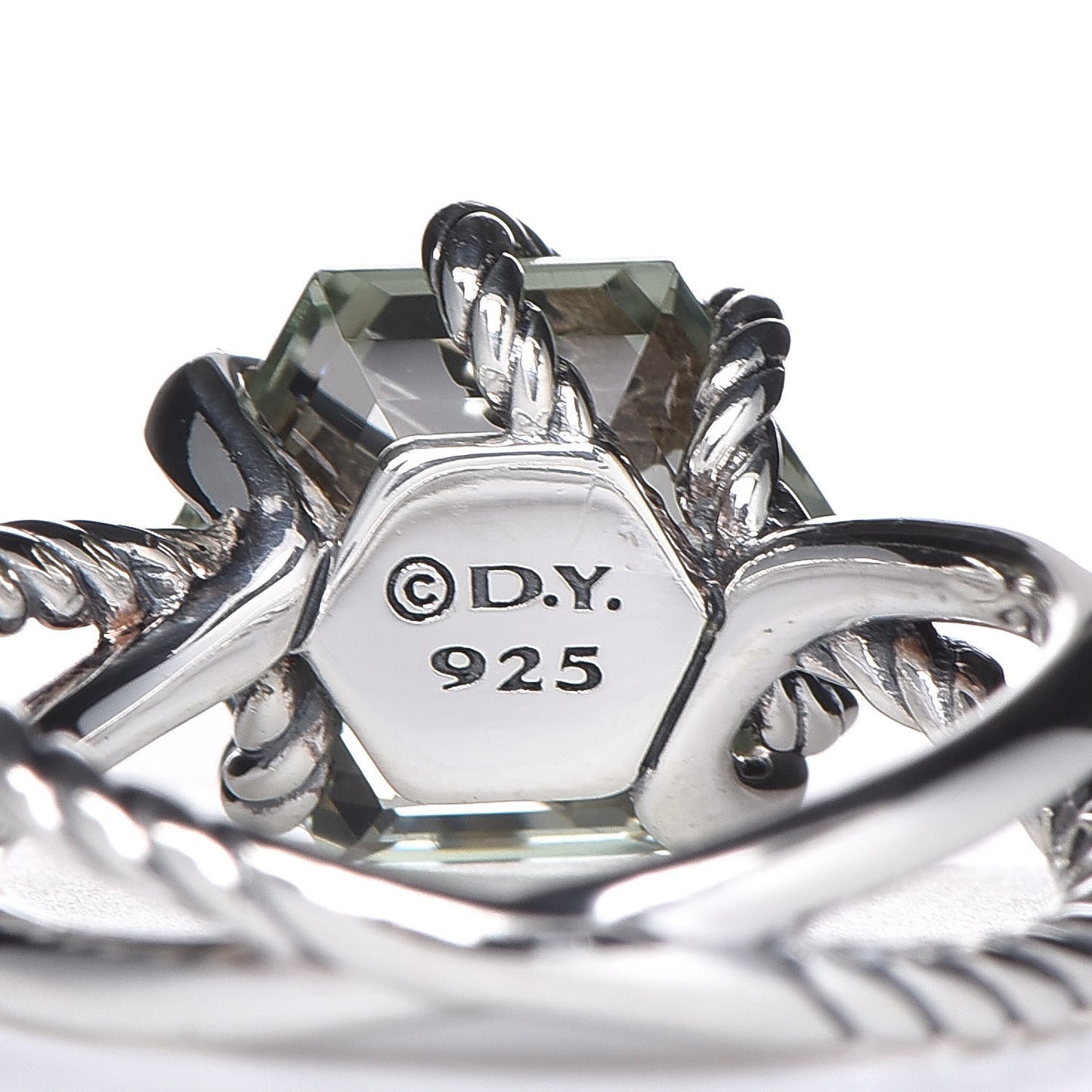 Sterling Silver Diamond Prasiolite 10mm Cable Wrap Ring 50 5.5