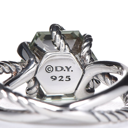 David Yurman Sterling Silver Diamond Prasiolite 10mm Cable Wrap Ring 50 5.5 5 of 5