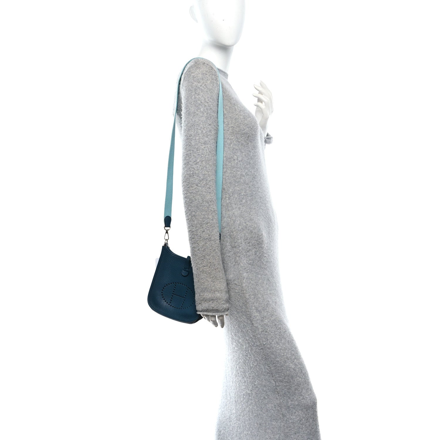 Hermes Taurillon Clemence Amazone Evelyne TPM Colvert Bleu Atoll 2 of 11