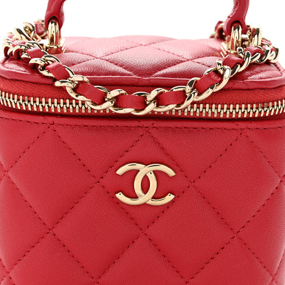 Chanel Lambskin Quilted Mini Top Handle Vanity Case With Chain Red 8 of 11