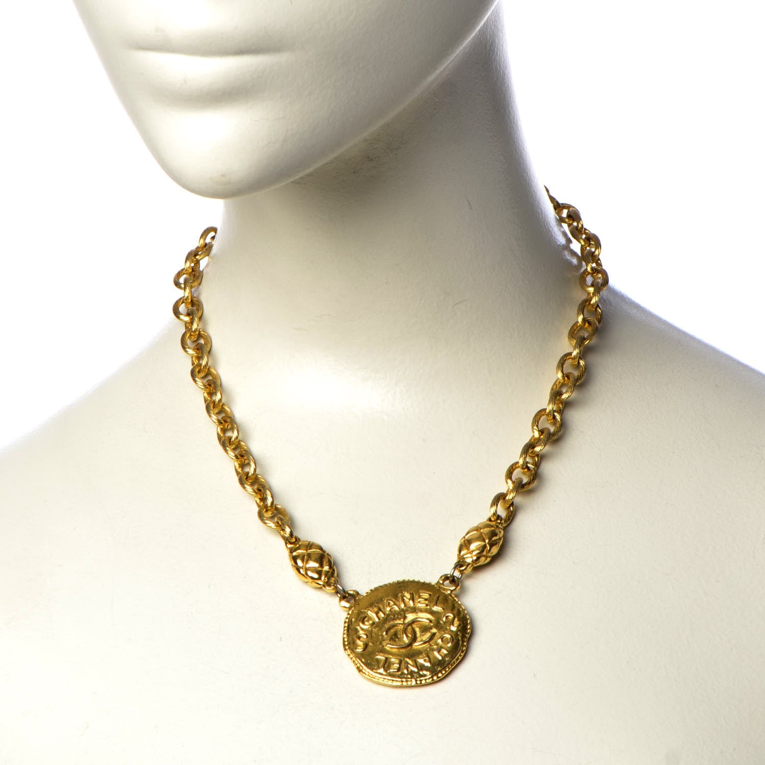 Chanel Chain CC Medallion Necklace Gold 2 of 8