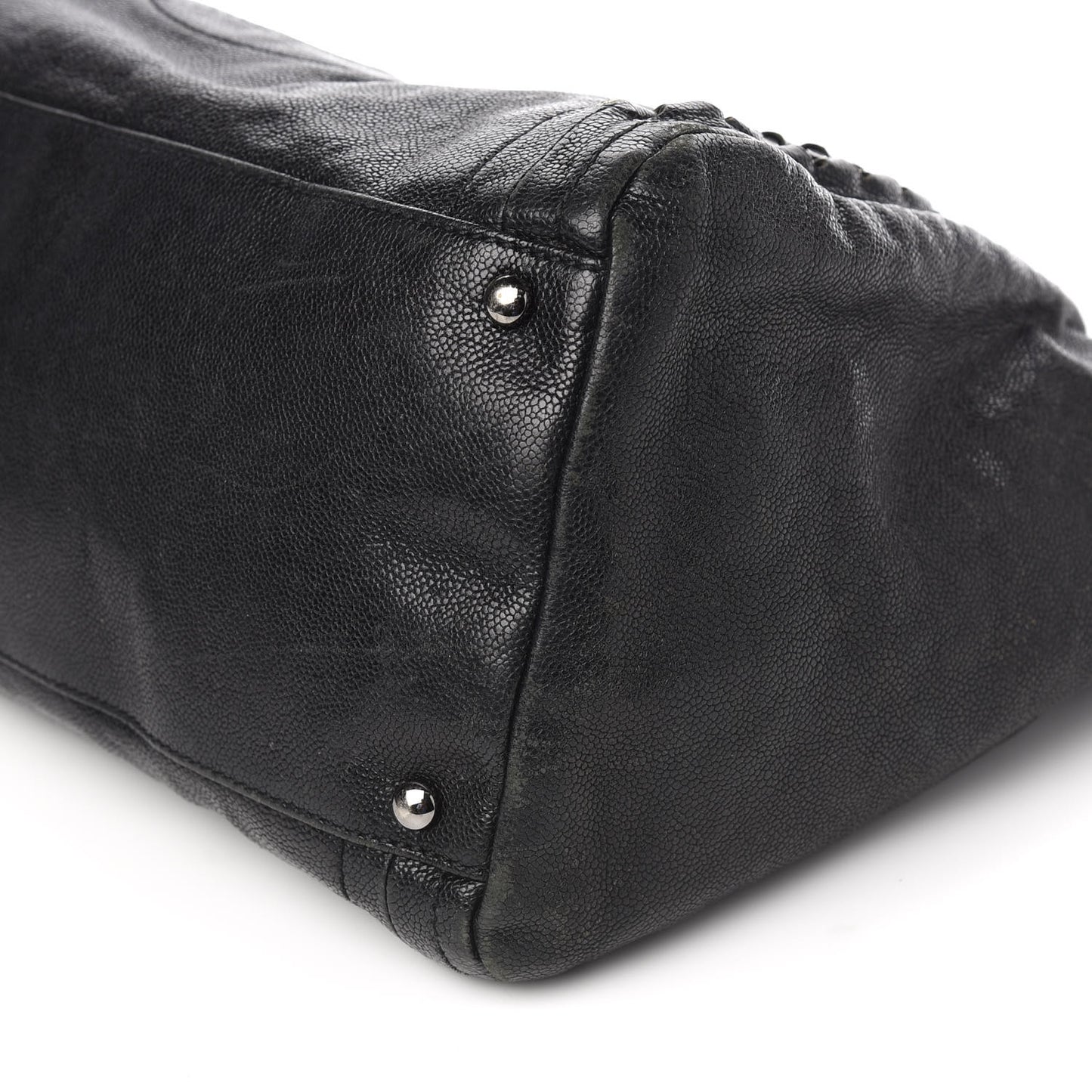 Glazed Caviar East West Modern Chain Tote Black