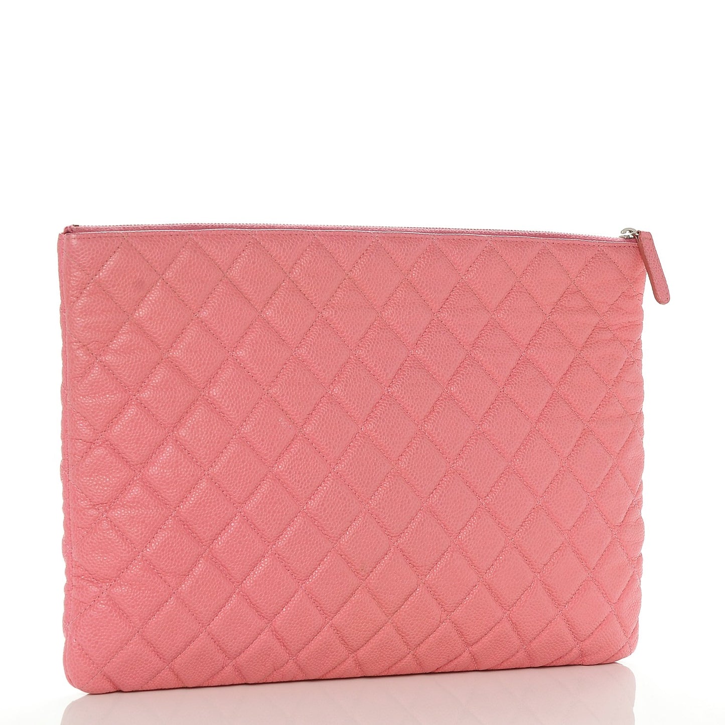 Caviar Quilted Large Cosmetic Case Rose Pink