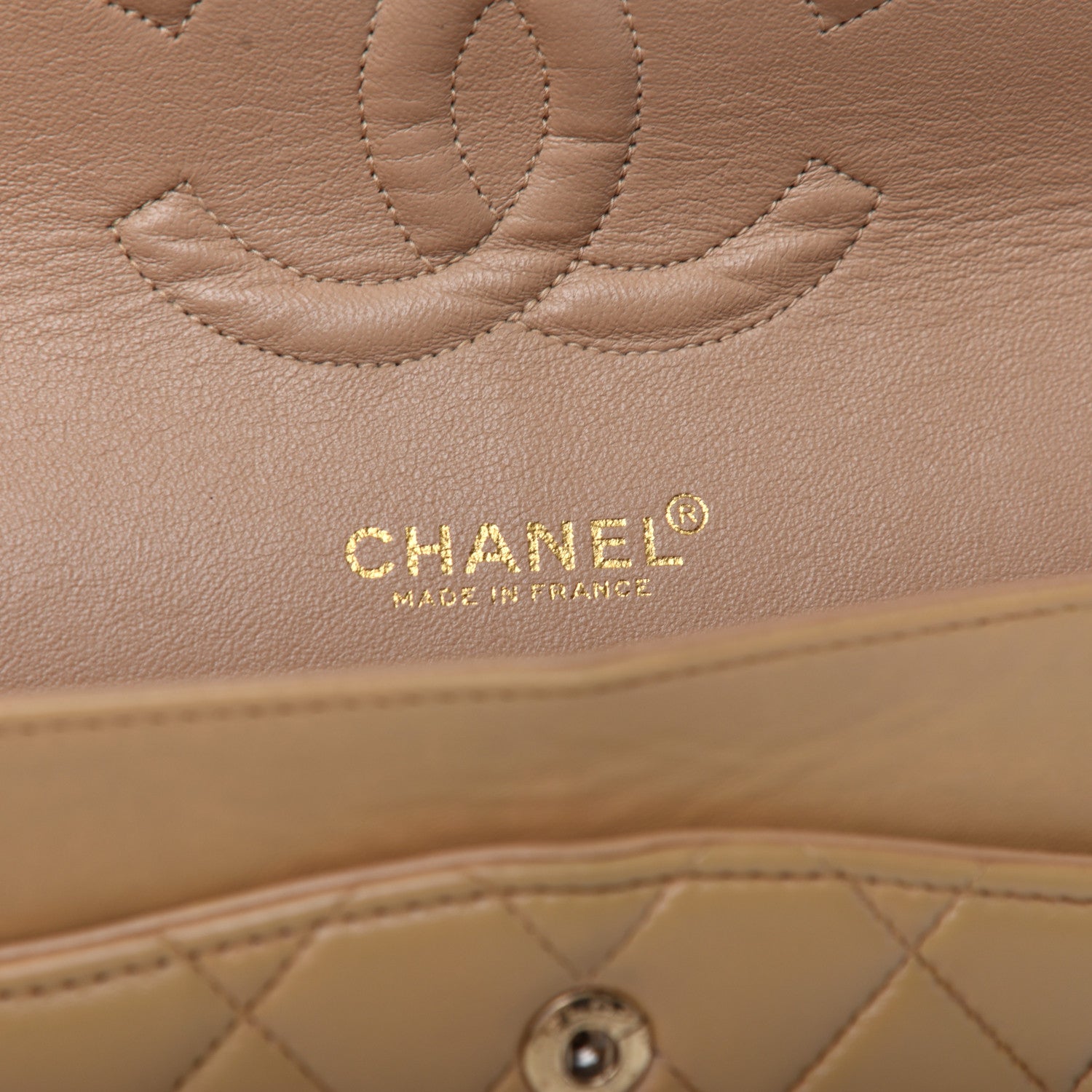 Chanel Lambskin Quilted Medium Double Flap Beige 10 of 13