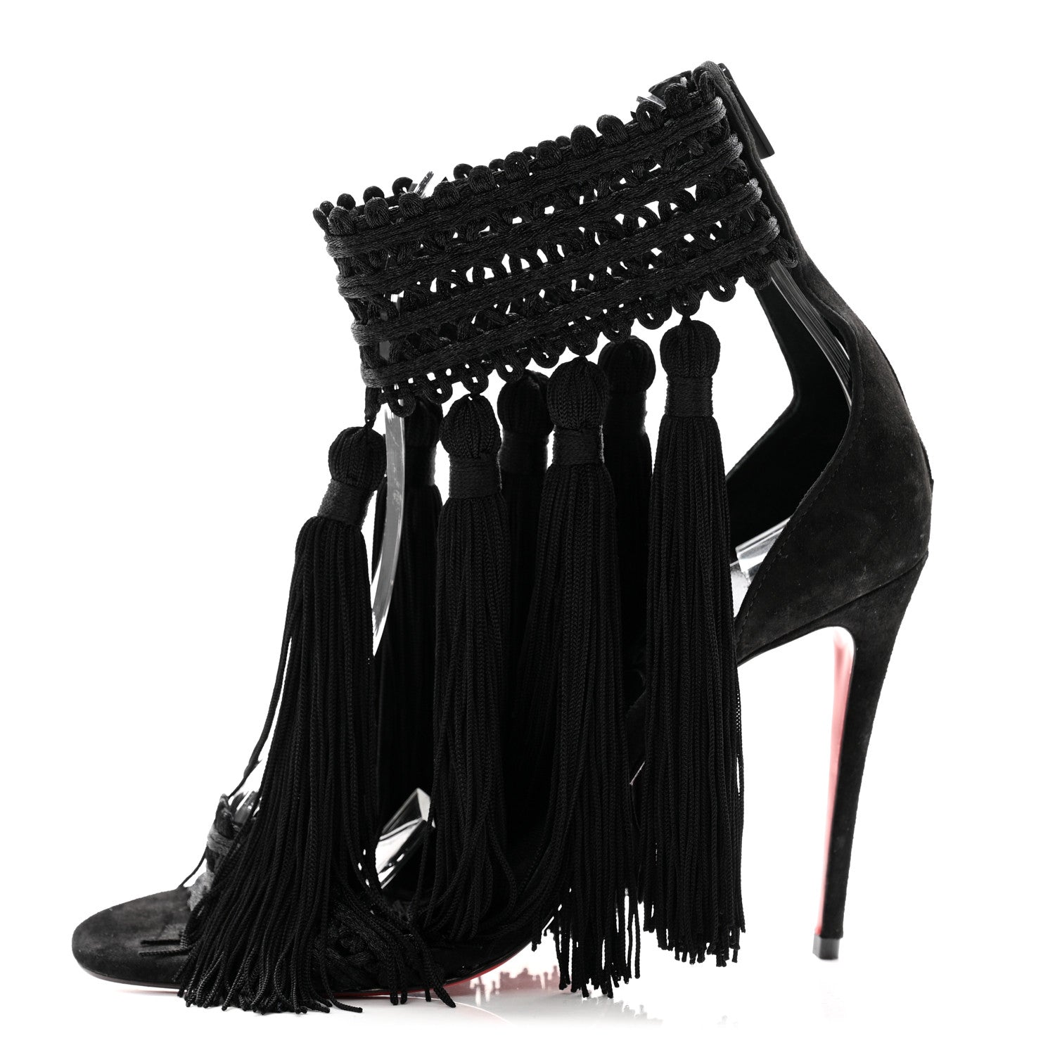 Christian Louboutin Suede Palma Macrame 100 Sandals 36 Black 1 of 11