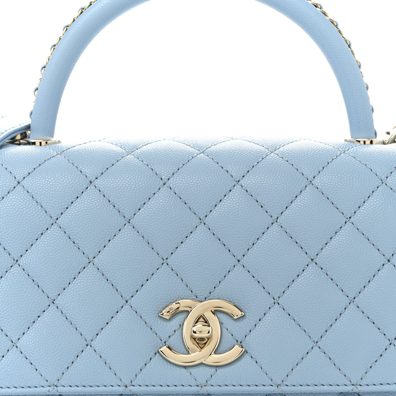 Chanel Caviar Quilted Small Coco Chain Handle Flap Light Blue